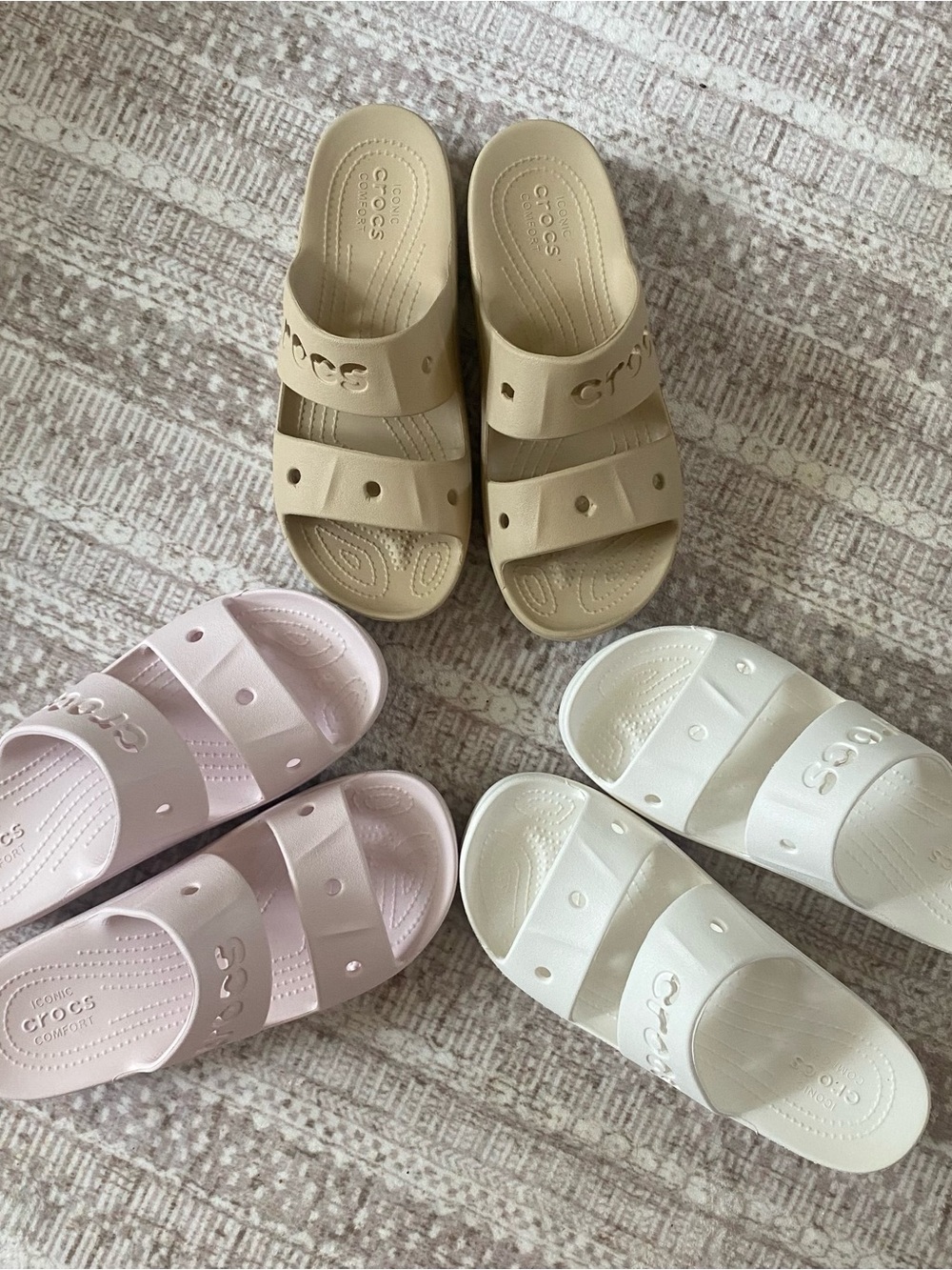 CROCS Baya-Double-Strap Slides in Tan/latte